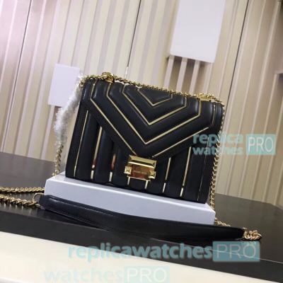 Grade Replica Michael Kors Whitney Profusion Black Color Piece Genuine Feather Women's Bag